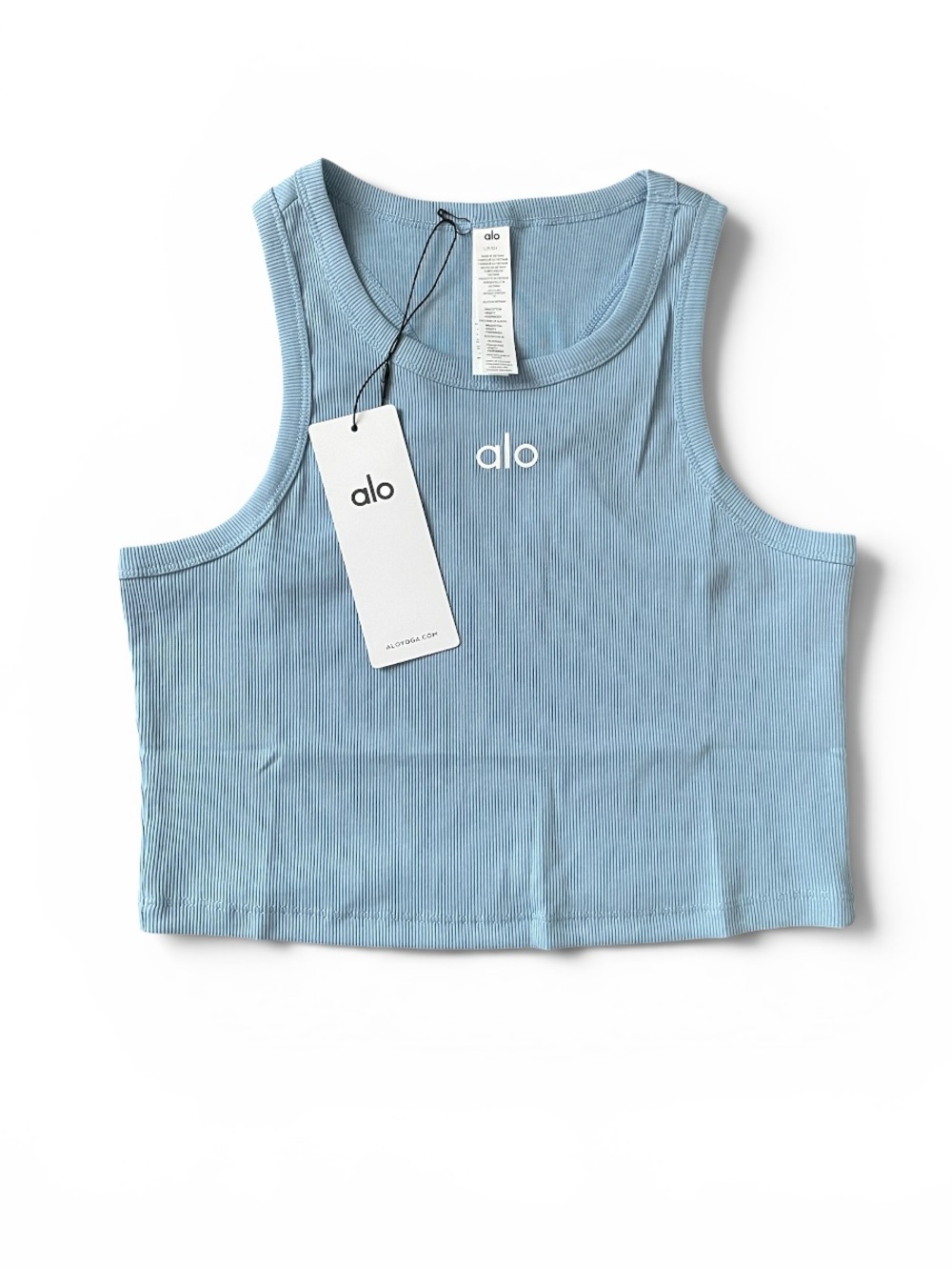 ALO Yoga Ribbed Crop Tank in Sky Blue